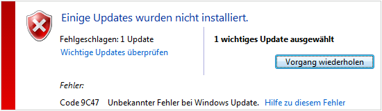 인터넷 익스플로러 11 관련 Windows 7 오류 코드 9c47