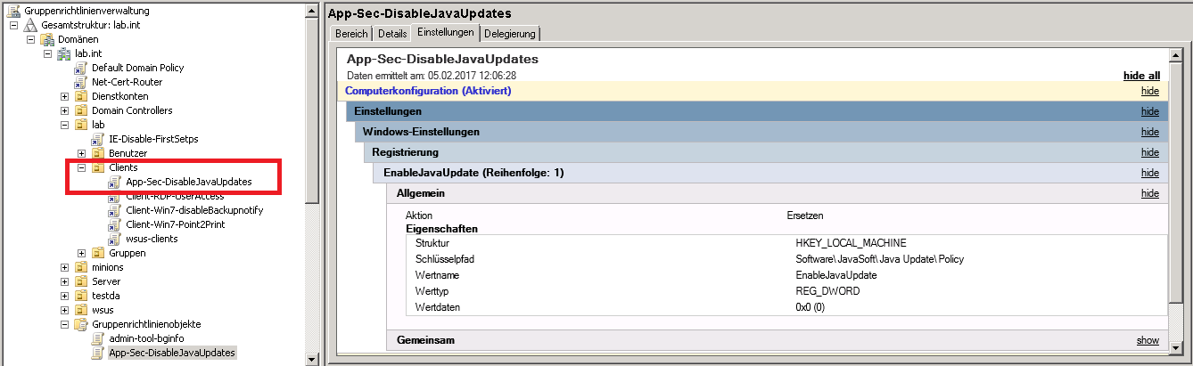 Java Updates via GPO deaktivieren