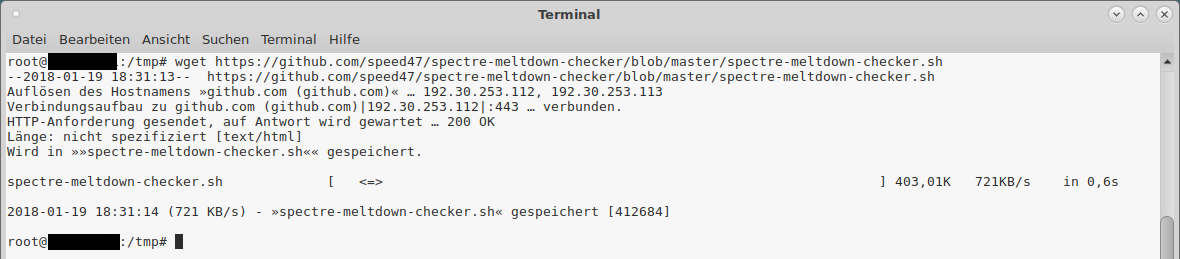 GitHub Script für Spectre Meltdown Check auf Linux Systemen - Script beziehen