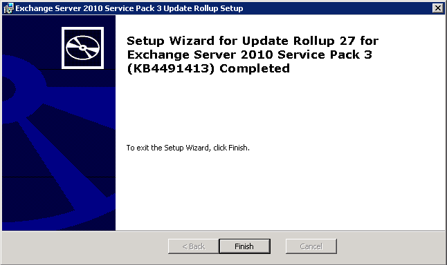 Installation des Exchange 2010 SP3 Update Rollup 27 Paket's