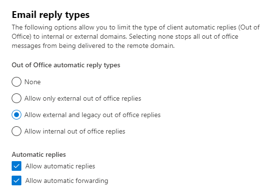 Exchange Online - Remote Domains - Rule für OOF