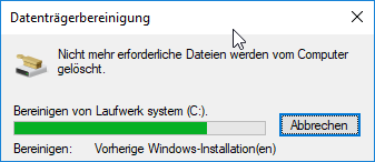 Windows.old Verzeichnis entfernen