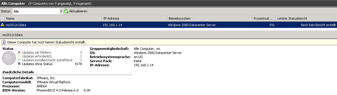 WSUS erkennt ein Windows 2012 R2 Server nicht